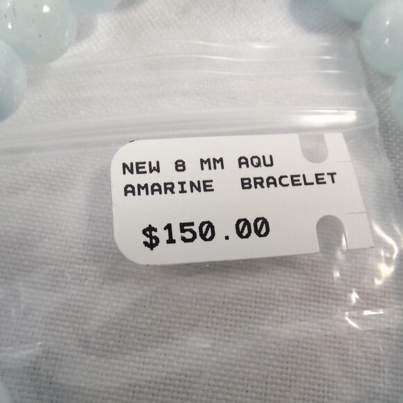 Genuine Aquamarine 8mm Bead Bracelet - Picture 3 of 7